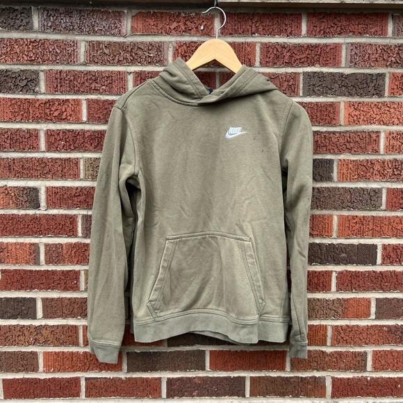 Nike Embroidered Logo Olive Green Pullover Sweatshirt Hoodie - Picture 1 of 3